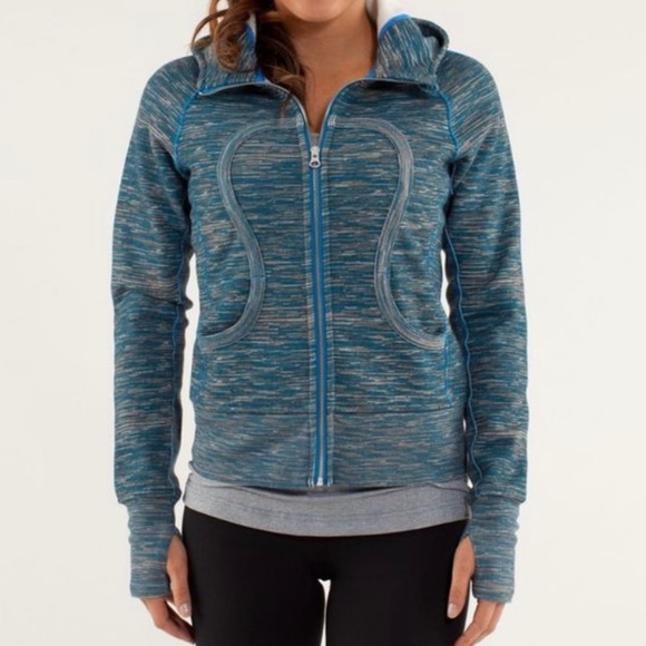 LuluLemon Size 6 Scuba Hoodie Heathered Blue Stripe - Picture 1 of 4